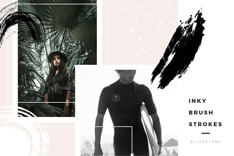 117个油墨水墨AI矢量笔刷 笔刷资源 sucaiwan.com