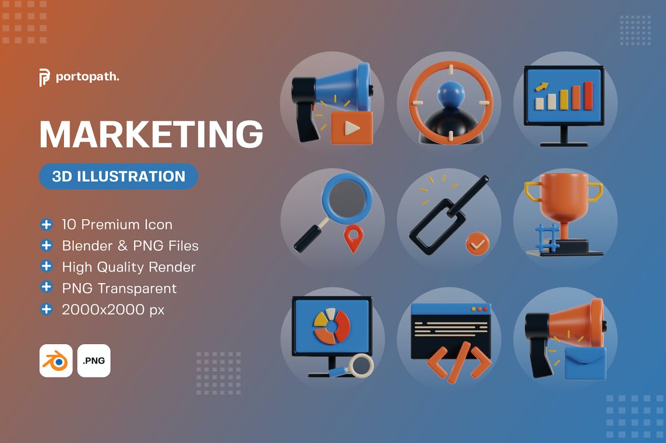3D营销图标 3D Marketing Icon 图标素材 sucaiwan.com