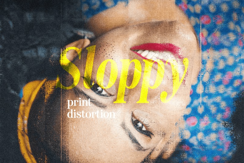 潮流复古做旧艺术磨砂颗粒感复印传真机打印失真效果PSD素材 Sloppy Print Distortion 图片素材 sucaiwan.com