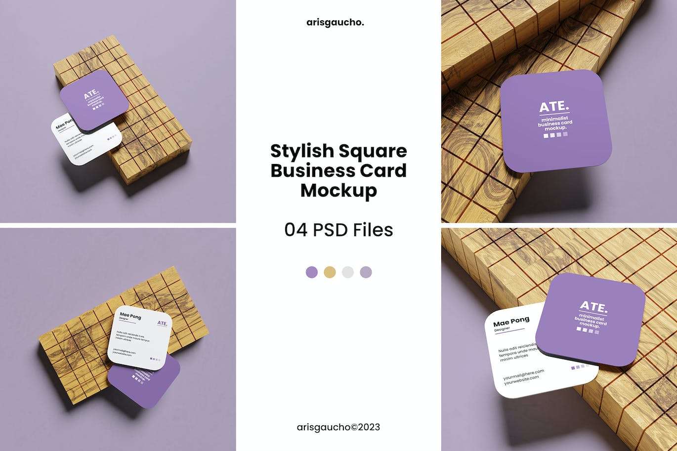 时尚圆角方形名片设计样机 Stylish Square Business Card Mockup 样机素材 sucaiwan.com