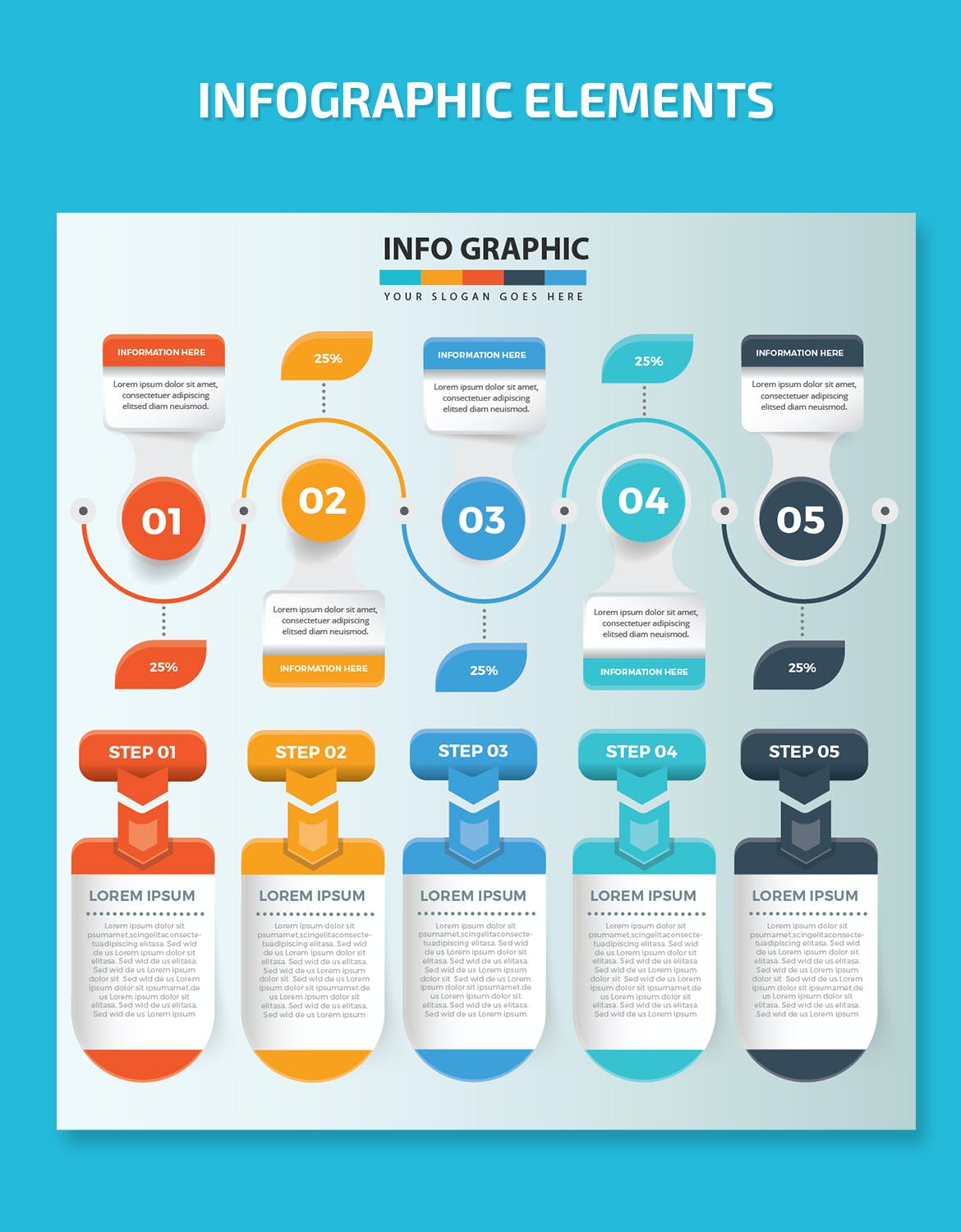 步骤流程数据图表元素设计素材 Infographic Design 幻灯图表 sucaiwan.com