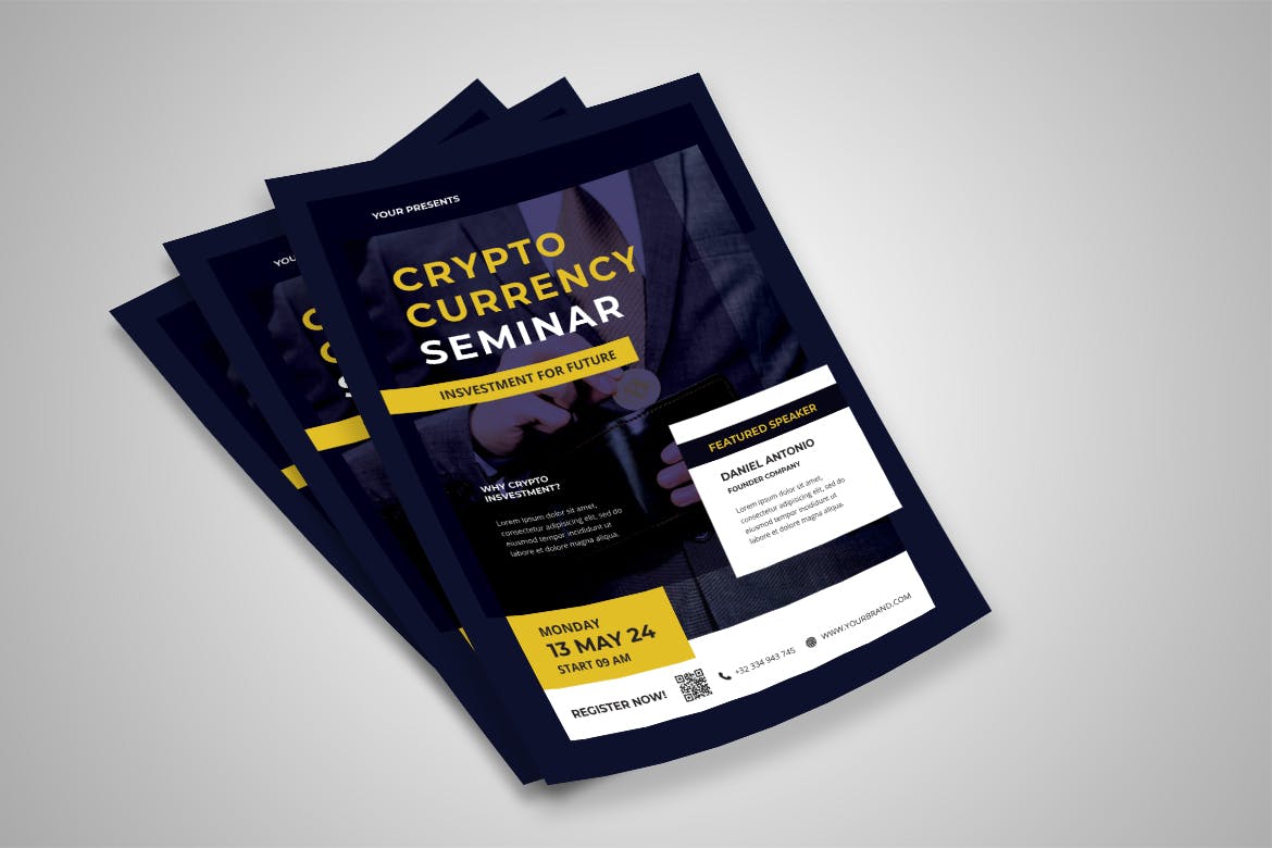 加密金融投资海报模板 Crypto Flyer 设计素材 sucaiwan.com