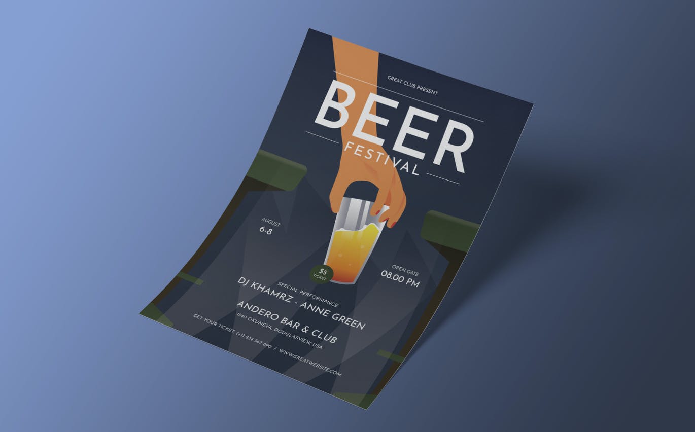 啤酒节海报传单设计模板 Beer Festival Flyer Template – Classic Art Deco 设计素材 sucaiwan.com