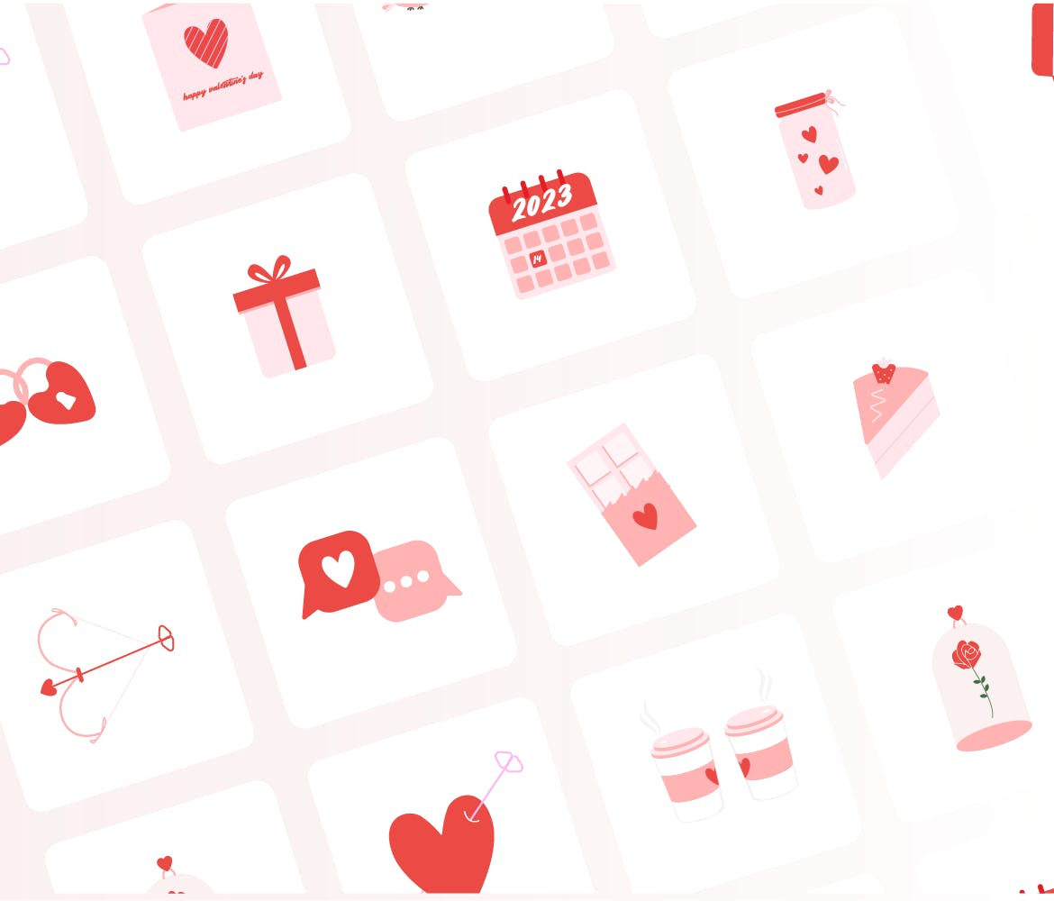 粉色情人节图标包 Valentine Icons Pack 图标素材 sucaiwan.com