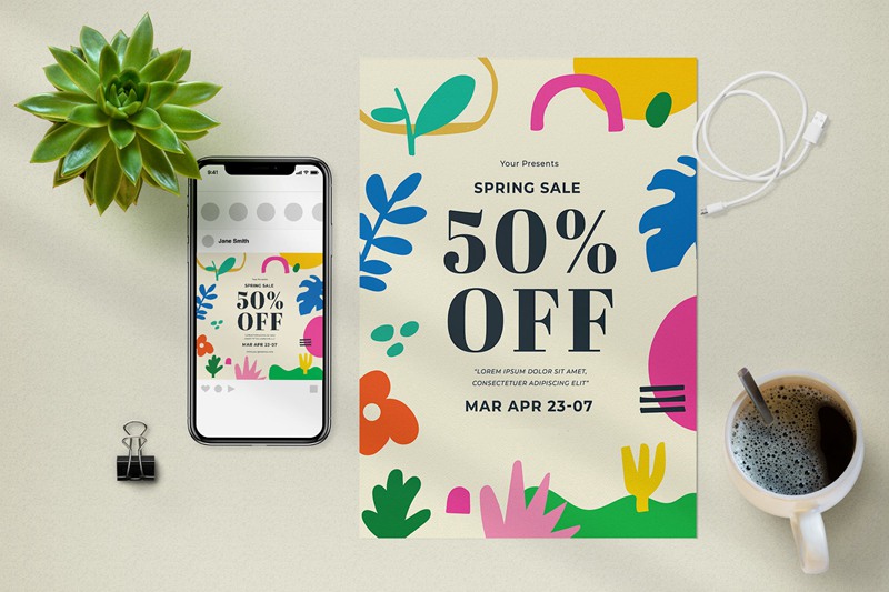 春季销售推广海报模板 Spring Sale Flyer 设计素材 sucaiwan.com