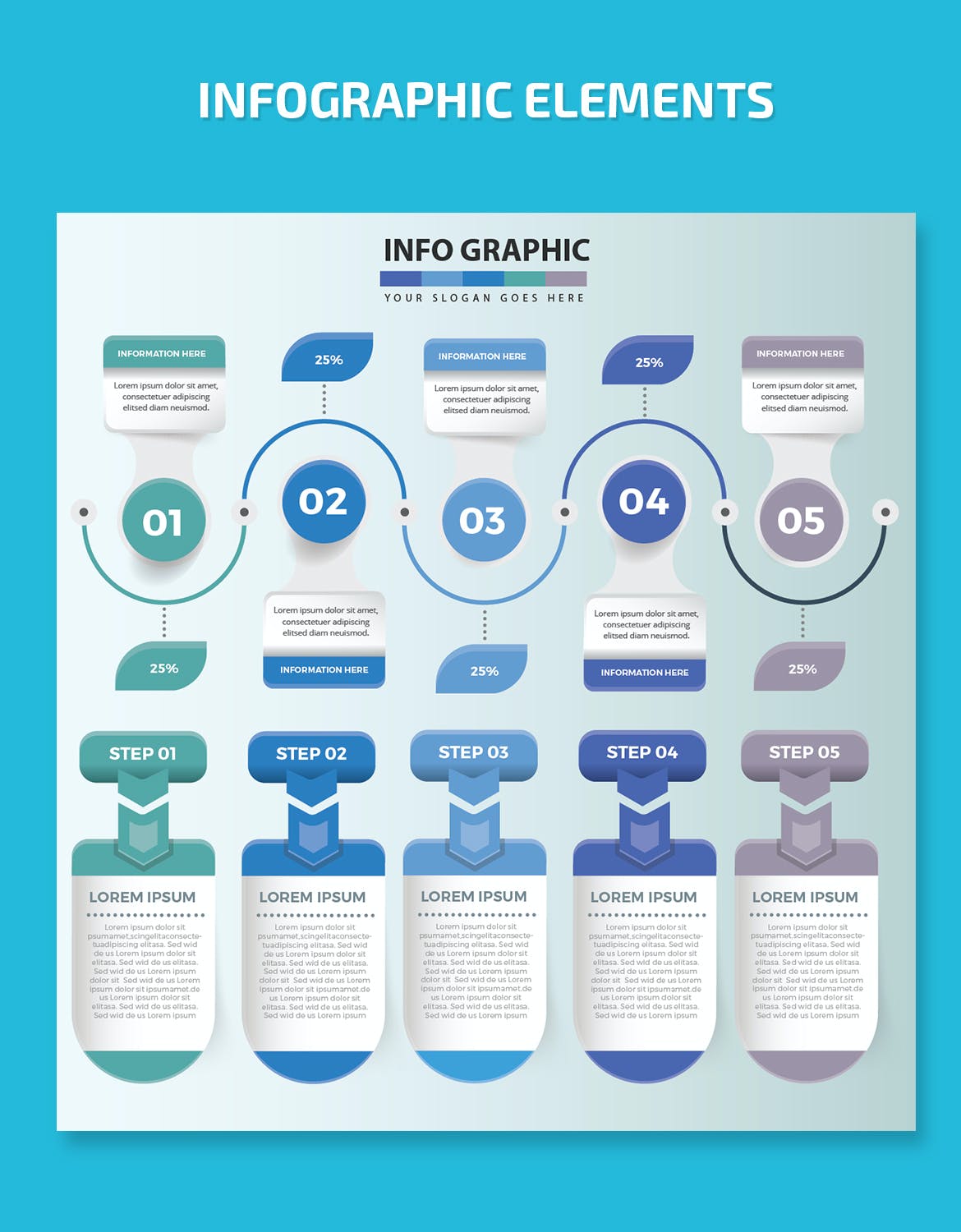 步骤流程数据图表元素设计素材 Infographic Design 幻灯图表 sucaiwan.com