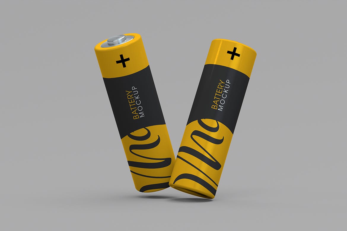 电池品牌包装样机模板 Battery Isolated Mockup 样机素材 sucaiwan.com