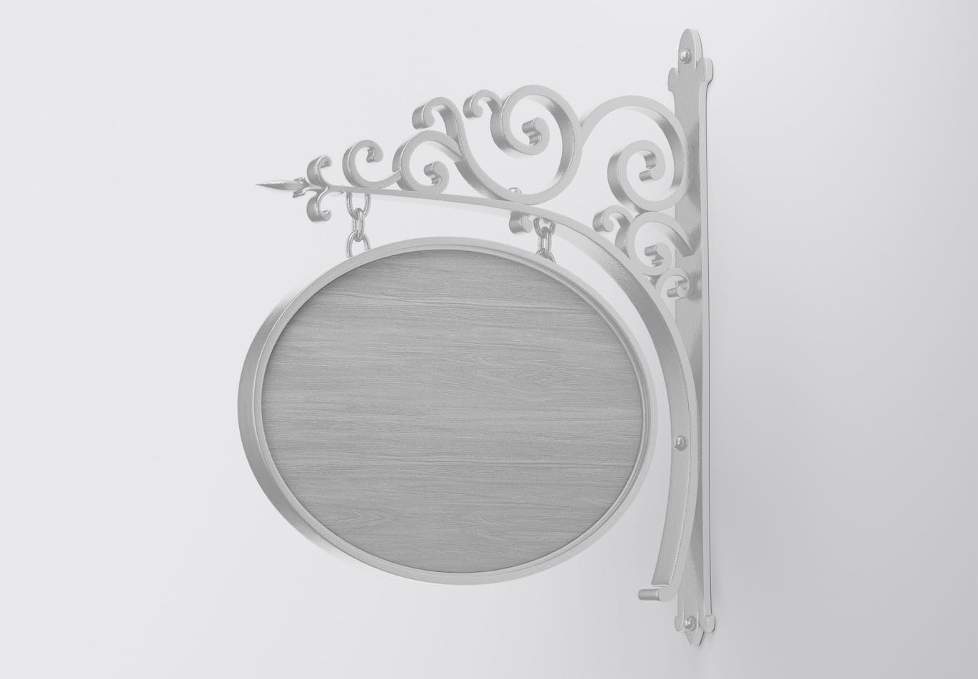 挂墙复古椭圆招牌设计样机 Vintage Signboard Wall Mockup 样机素材 sucaiwan.com