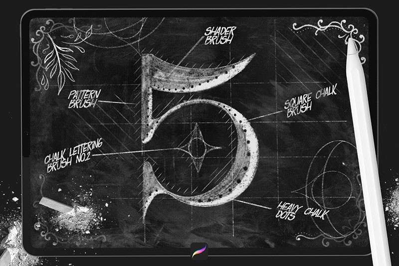 逼真的粉笔字效果Procreate笔刷 笔刷资源 sucaiwan.com