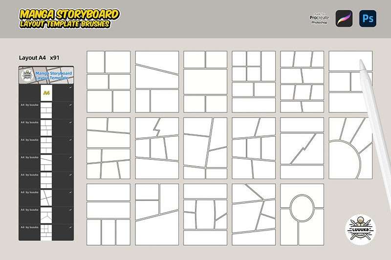 320+漫画排版布局PS和Procreate笔刷 笔刷资源 sucaiwan.com
