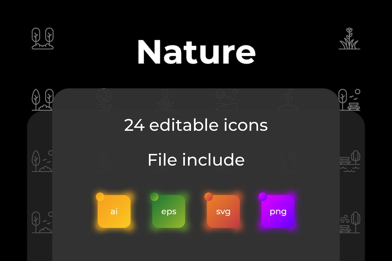 自然主题轮廓图标集 Nature Outline Icon Set 图标素材 sucaiwan.com