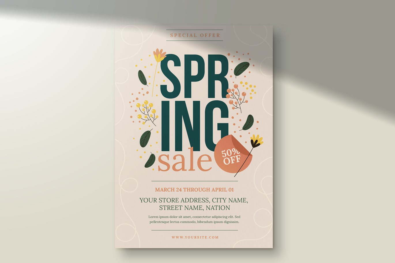 优雅的春季促销传单海报素材 Elegant Spring Sale Flyer Template Ver. 1 设计素材 sucaiwan.com