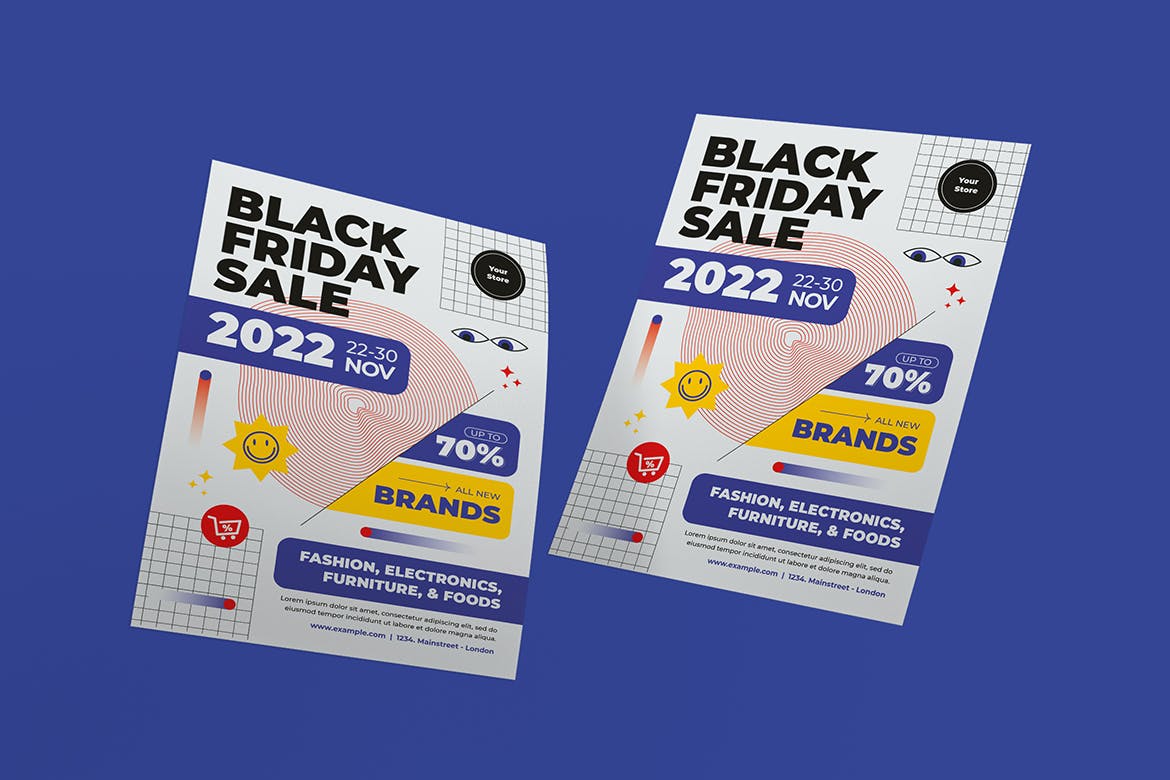黑五周末促销海报素材 Black Friday Flyer 设计素材 sucaiwan.com