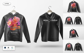 晾挂女款连帽衫设计样机 Female Fitted Hanging Hoodie Mockup