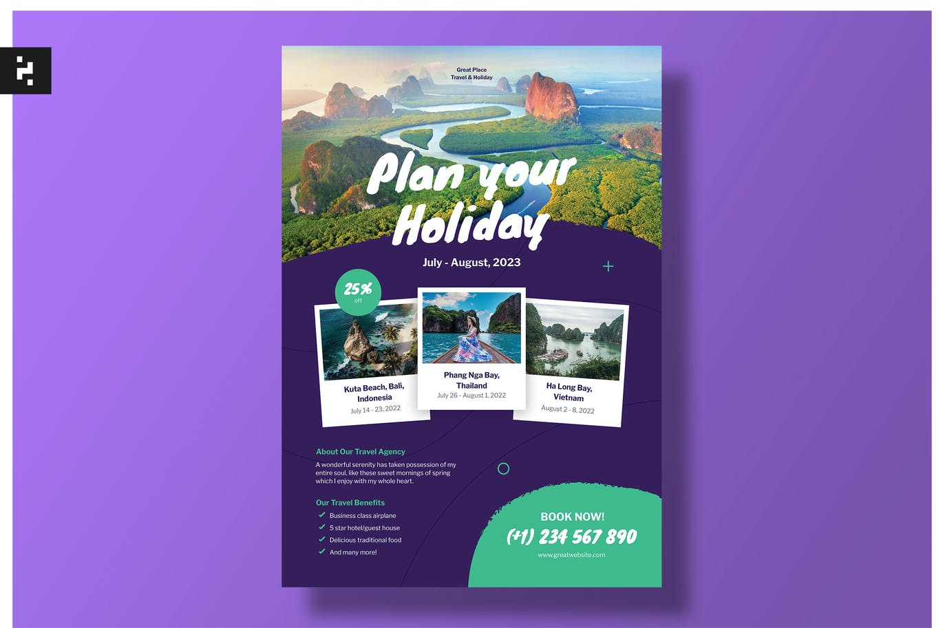 假日旅游海报设计模板 Holiday Travel Flyer Template 设计素材 sucaiwan.com