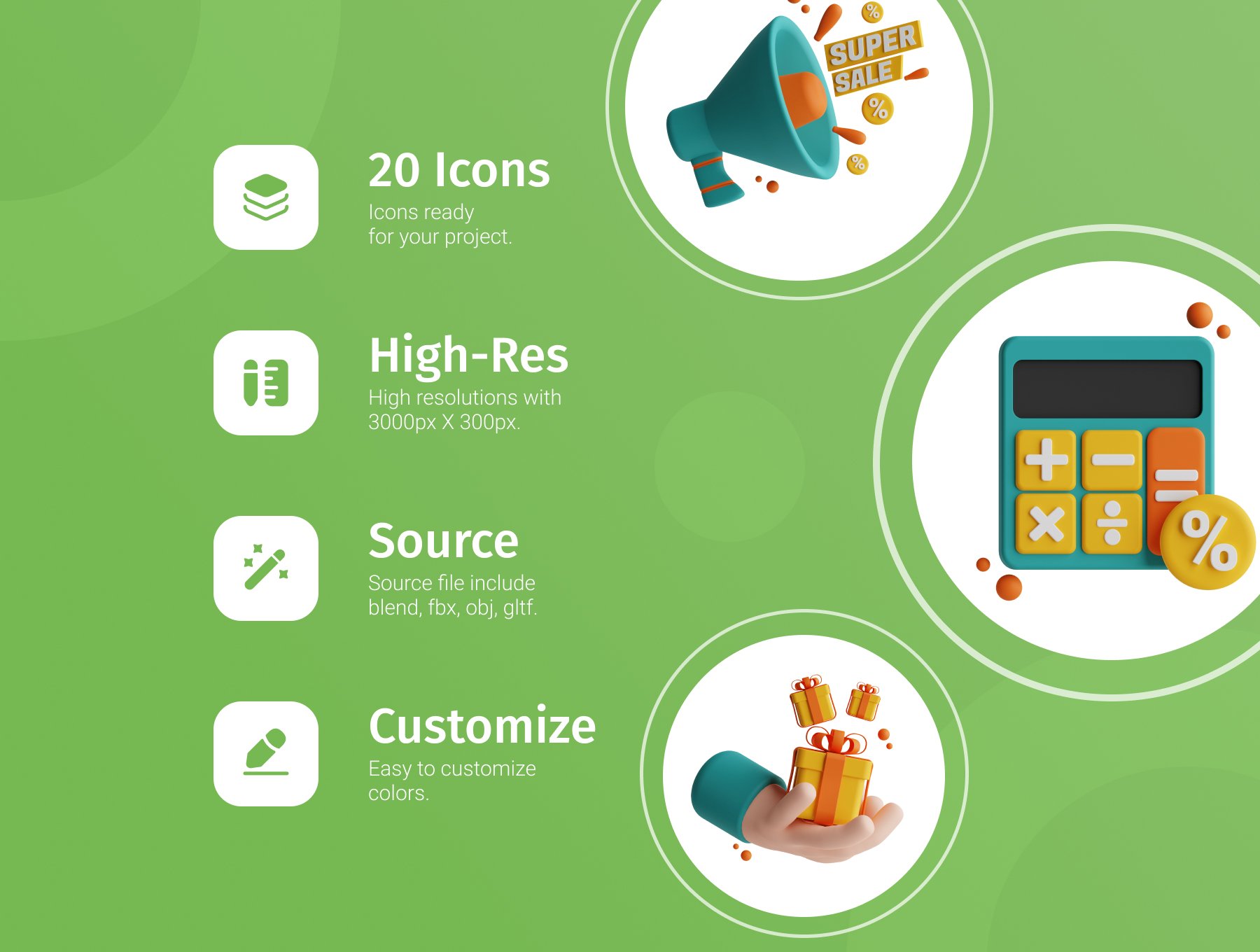 高质量三维渲染超市商场收银主题插画图标素材合辑 3D Supermarket 图标素材 sucaiwan.com