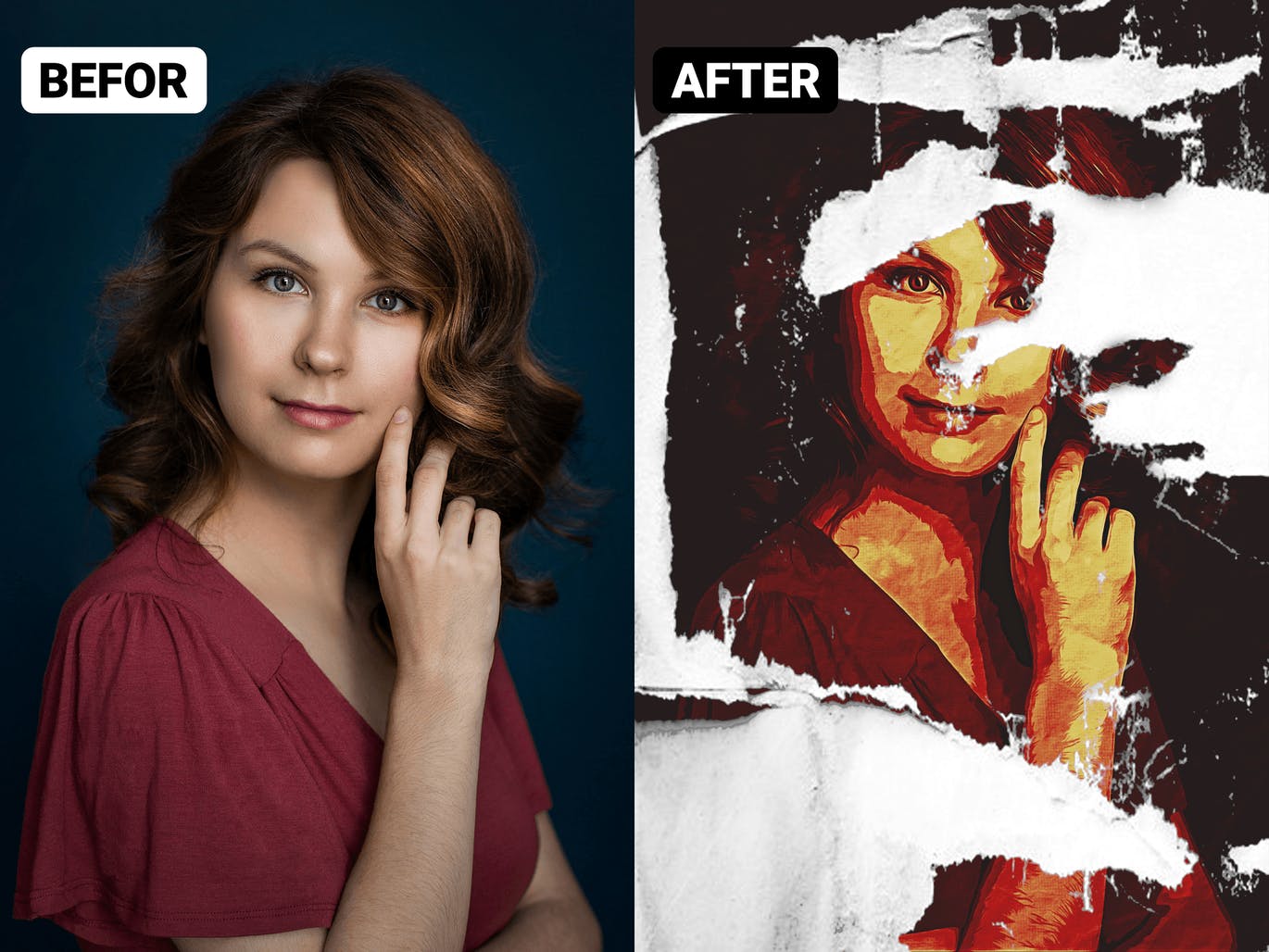 剪纸复古海报特效ps动作 Paper Cutout Retro Poster 插件预设 sucaiwan.com