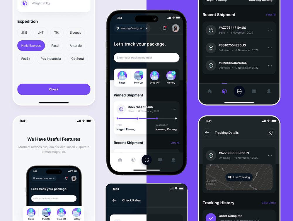 包裹追踪应用程序UI套件 APP UI sucaiwan.com
