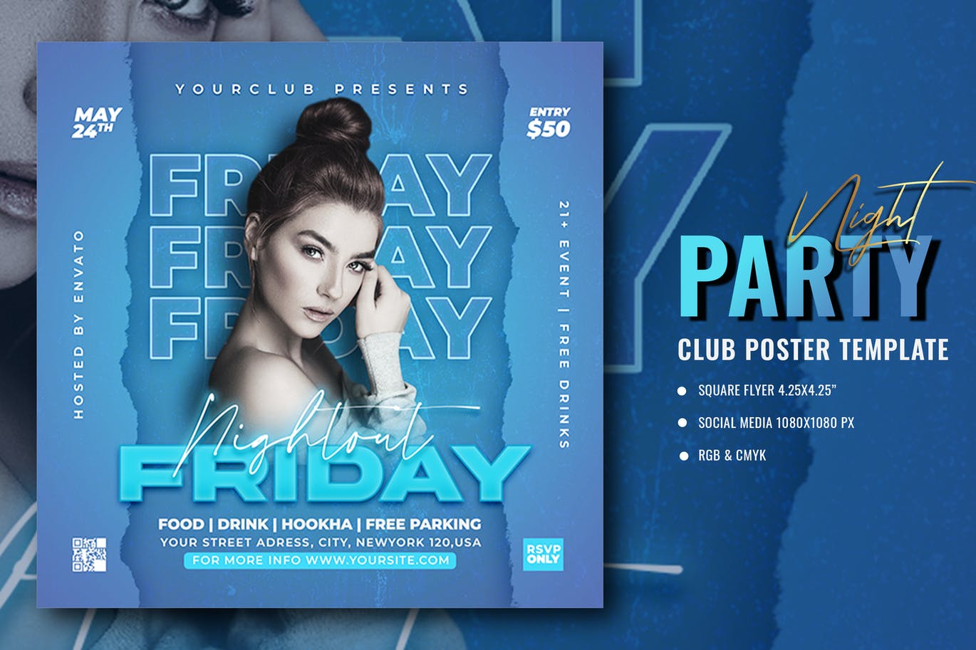 夜总会俱乐部传单模板 Night Club Flyer 设计素材 sucaiwan.com