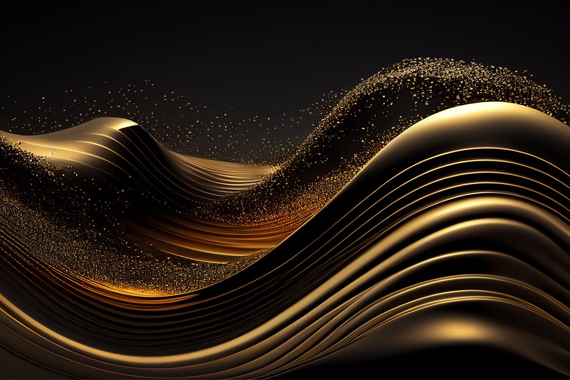 暗波金色闪光3D抽象背景 3D Abstract Background 图片素材 sucaiwan.com