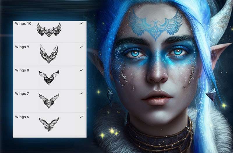 10个翅膀纹身图案Procreate笔刷 笔刷资源 sucaiwan.com