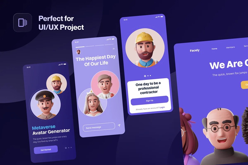 三维渲染元宇宙3D创意职业婚礼人物头像素材合集包 Facely V2 – MetaPeople 3D Avatar 图标素材 第5张-素材湾丨精选海外优质设计素材资源 三维渲染元宇宙3D创意职业婚礼人物头像素材合集包 Facely V2 – MetaPeople 3D Avatar 图标素材 sucaiwan.com