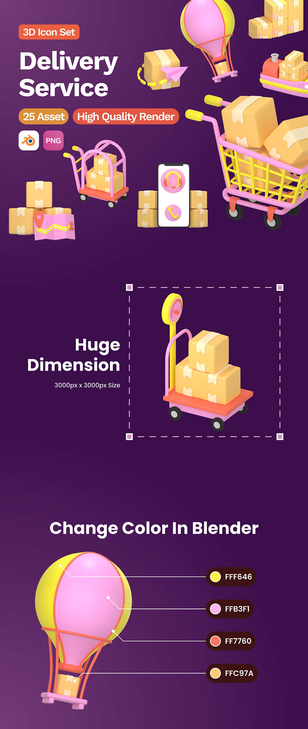 3D交付服务图标插画 图标素材 sucaiwan.com