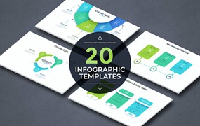 彩色纸张风格现代信息图表模板v13 20 Infographic Templates v.13