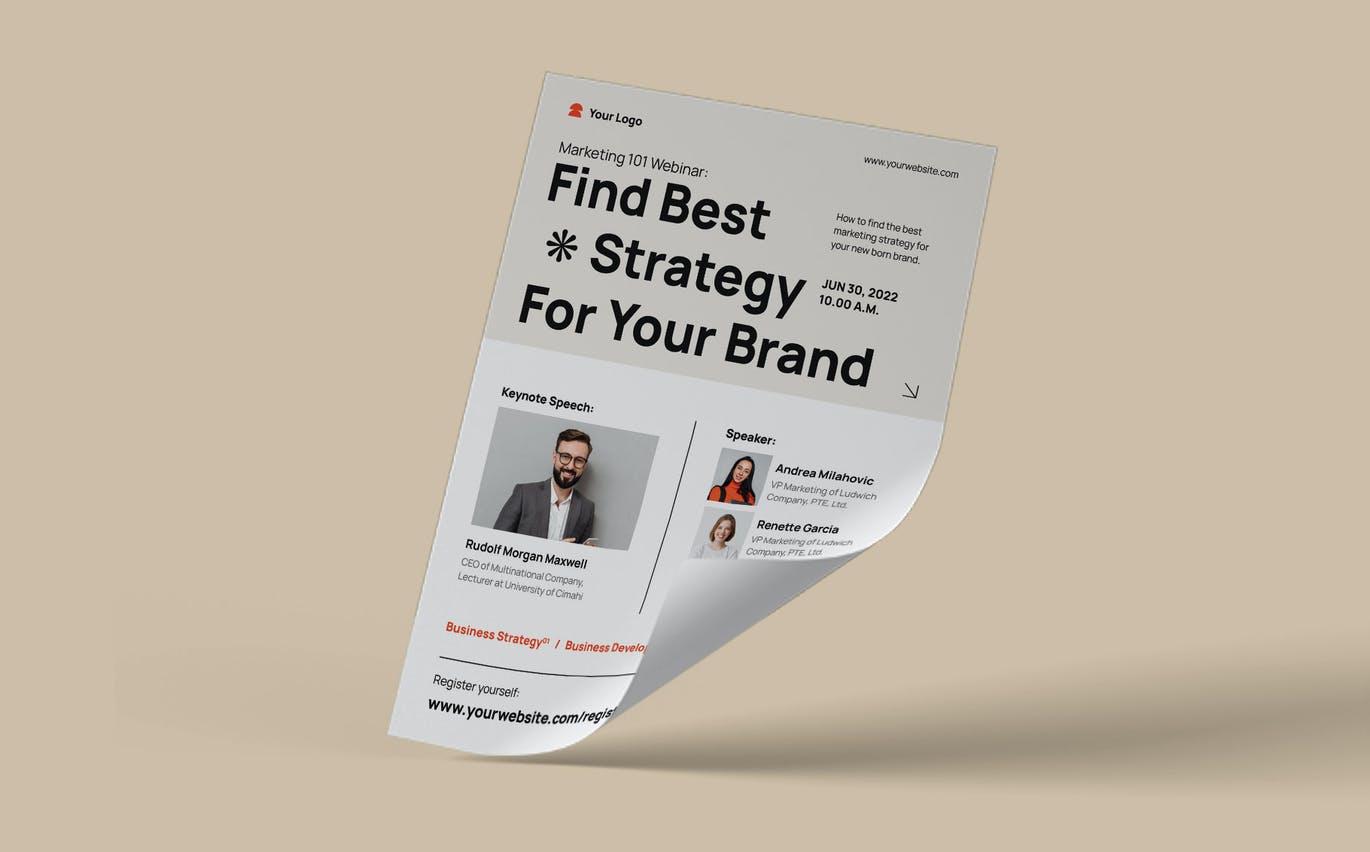 现代瑞士风格网络研讨会传单模板 Webinar Flyer Template – Modern Swiss Style 设计素材 sucaiwan.com