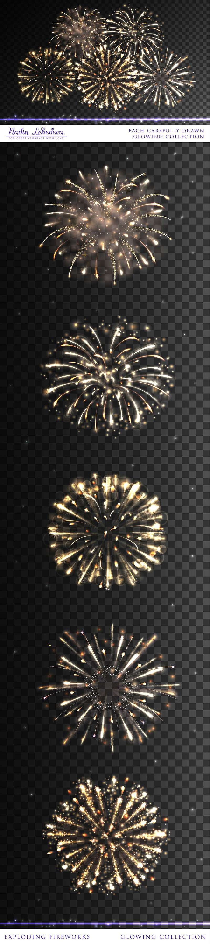 烟花矢量素材和AI笔刷套装 笔刷资源 sucaiwan.com