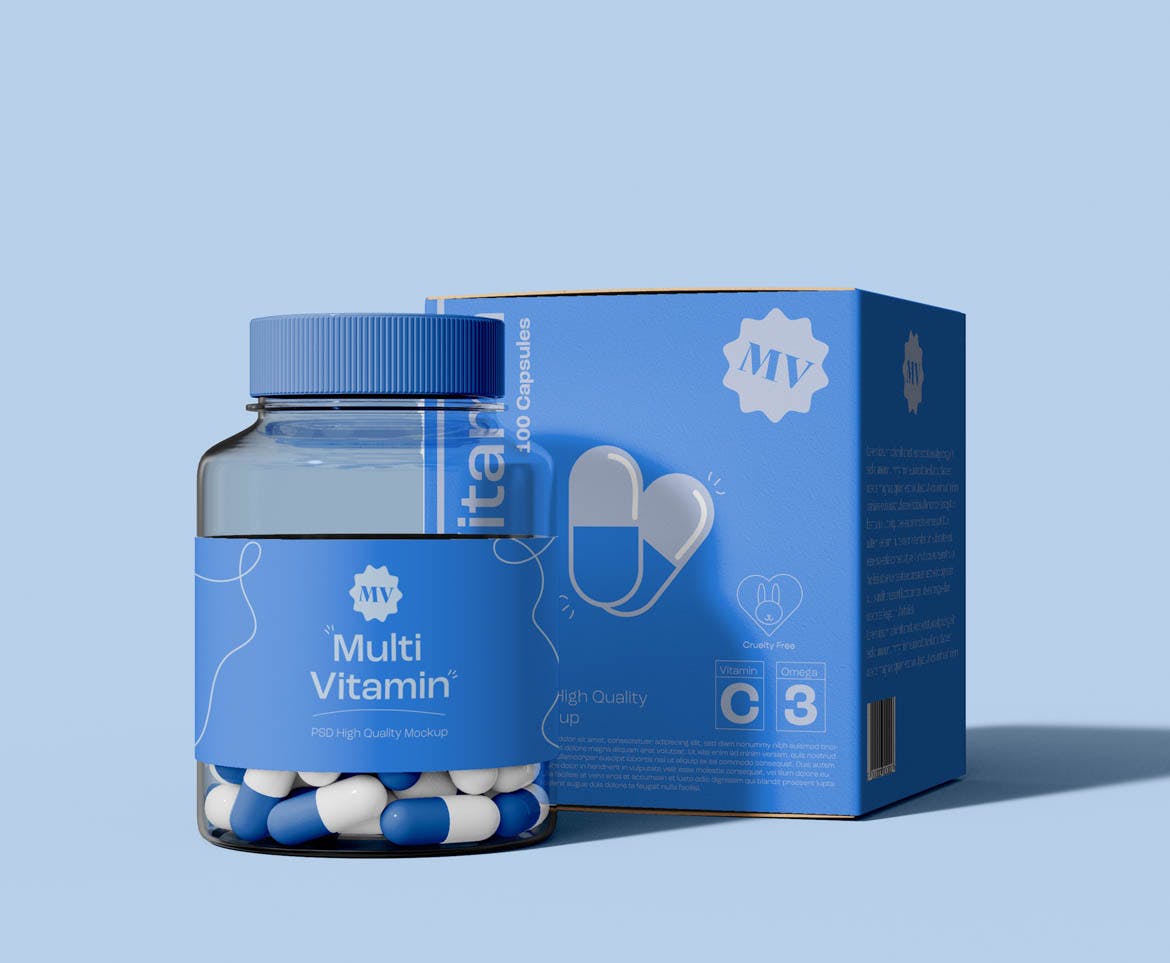 药丸药瓶包装设计样机 Pills Bottle Packaging Mockup 样机素材 sucaiwan.com