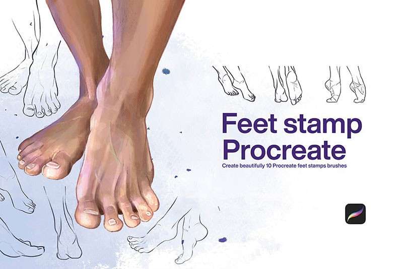 人物脚部动作线稿Procreate笔刷 笔刷资源 sucaiwan.com