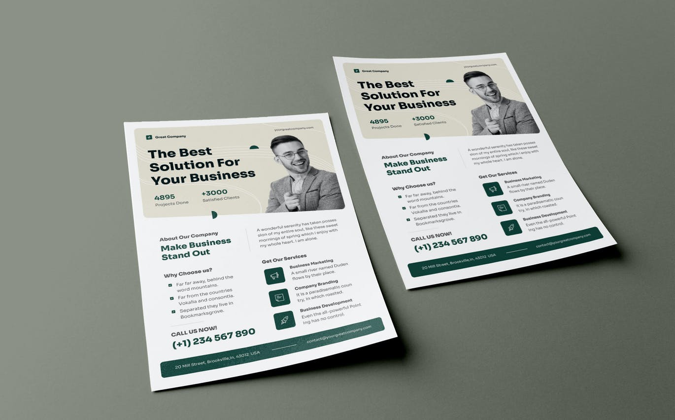 公司业务传单模板 Corporate Business Flyer Template 设计素材 sucaiwan.com