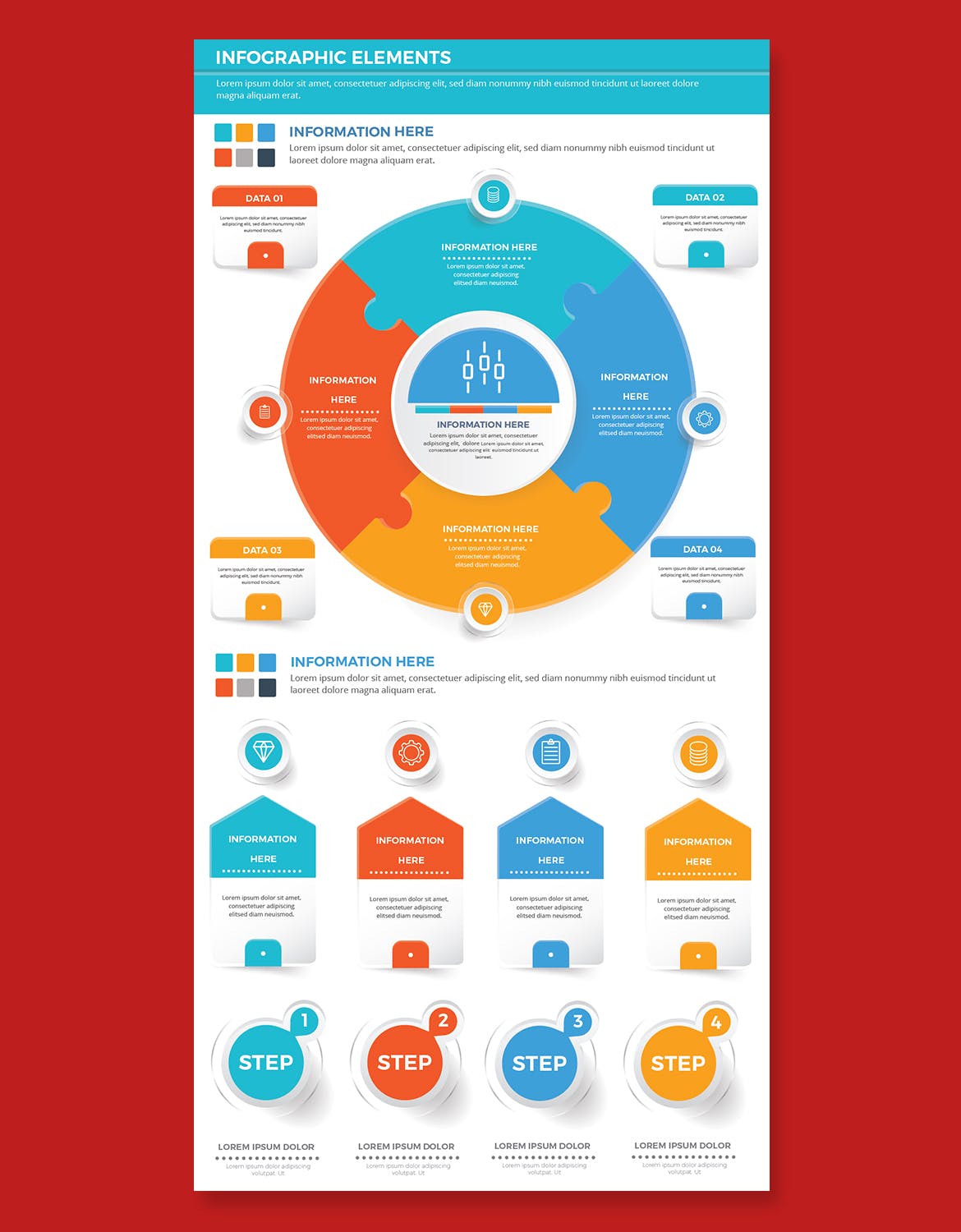 流程步骤图表元素设计素材 Infographic Elements 幻灯图表 sucaiwan.com