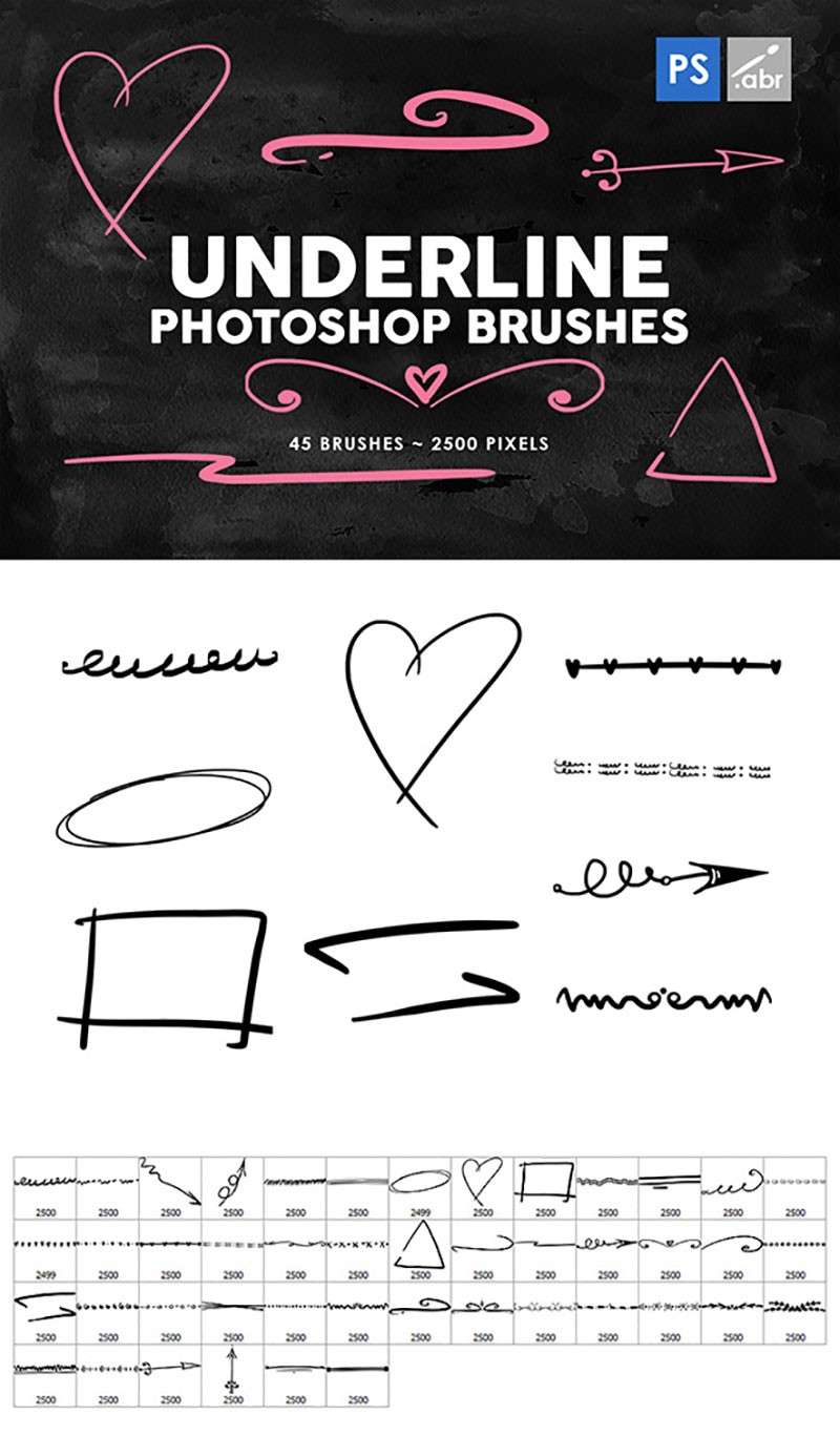 285个下划线和分隔线Photoshop笔刷 笔刷资源 sucaiwan.com