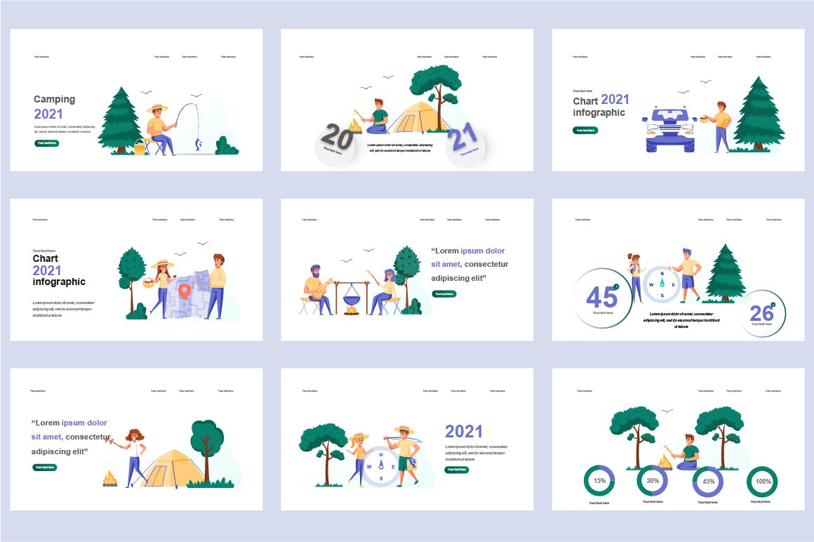 娱乐活动扁平插画数据可视化PPT动画幻灯片模板 Recreation Flat Illustration Powerpoint Template 幻灯图表 sucaiwan.com