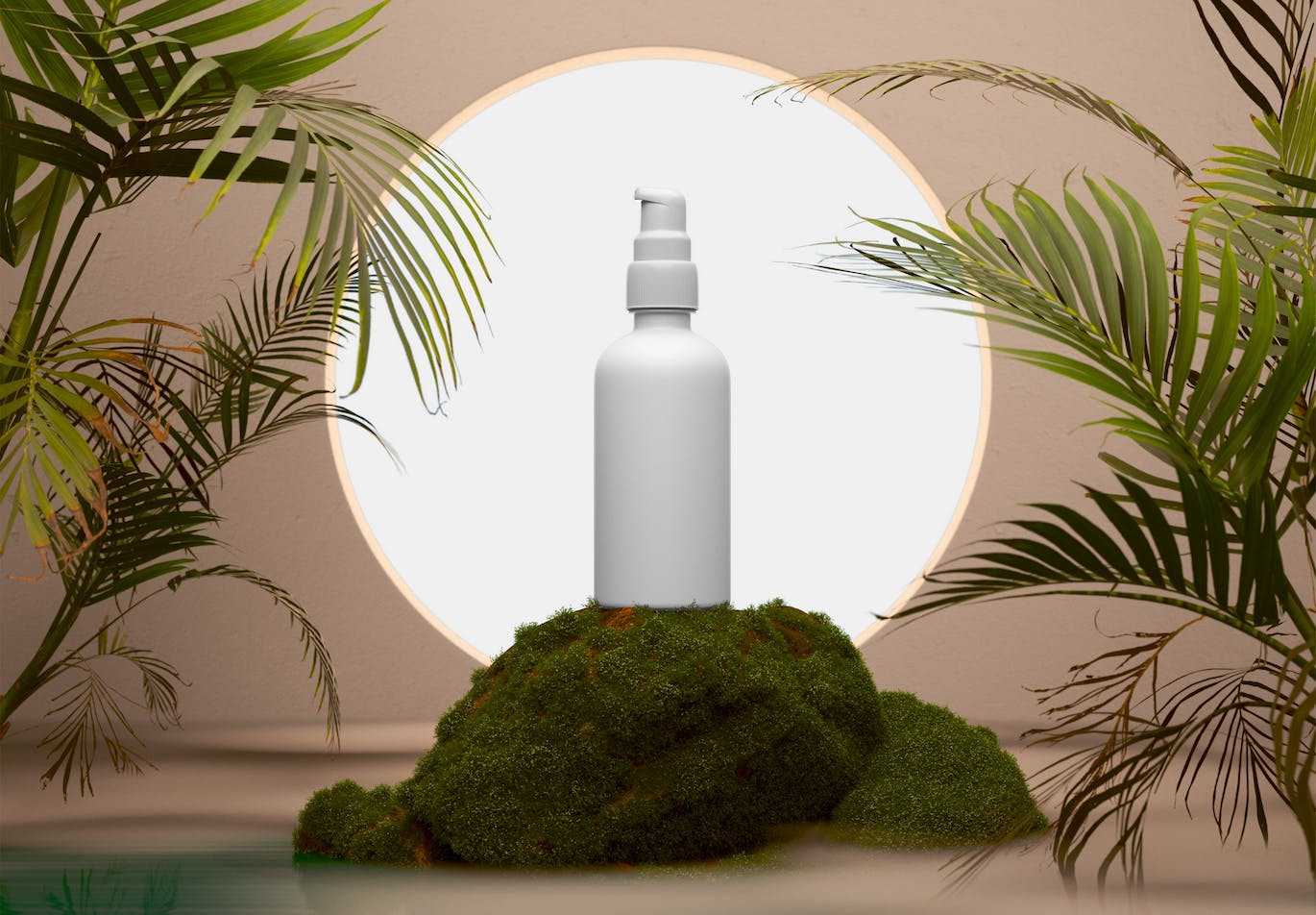 塑料化妆品喷雾瓶场景样机 Plastic Cosmetic Spray Bottle Scene Mockup 样机素材 sucaiwan.com