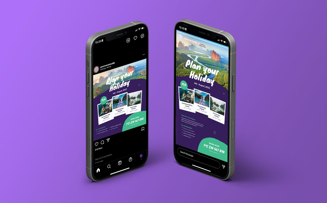假日旅游海报设计模板 Holiday Travel Flyer Template 设计素材 sucaiwan.com