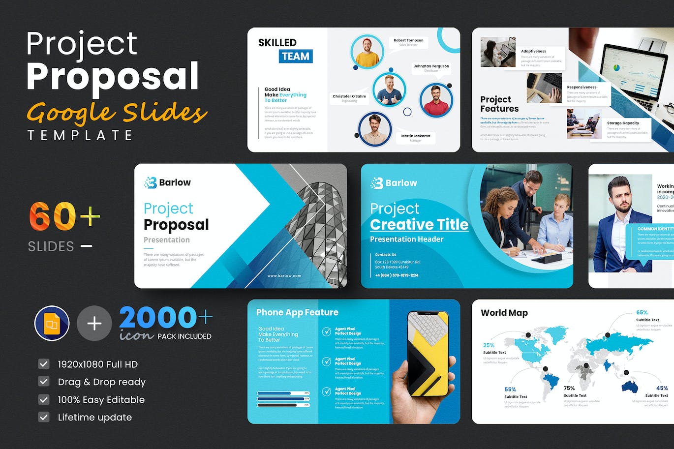 项目建议Google幻灯片演示模板 Project Proposal Google Slides Presentation Template 幻灯图表 sucaiwan.com