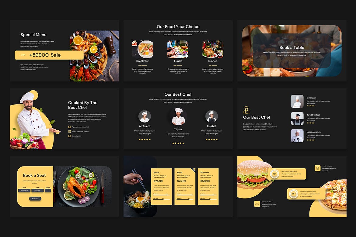 食物和烹饪演示Powerpoint模板 Resto – Food and Culinary Presentation PowerPoint 幻灯图表 sucaiwan.com