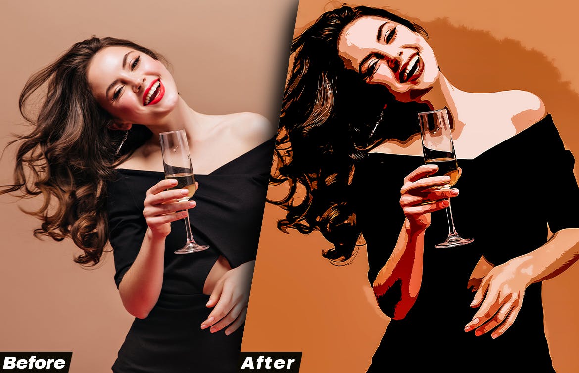 卡通效果照片处理Photoshop动作 Cartoon Effect Photoshop Action 插件预设 sucaiwan.com