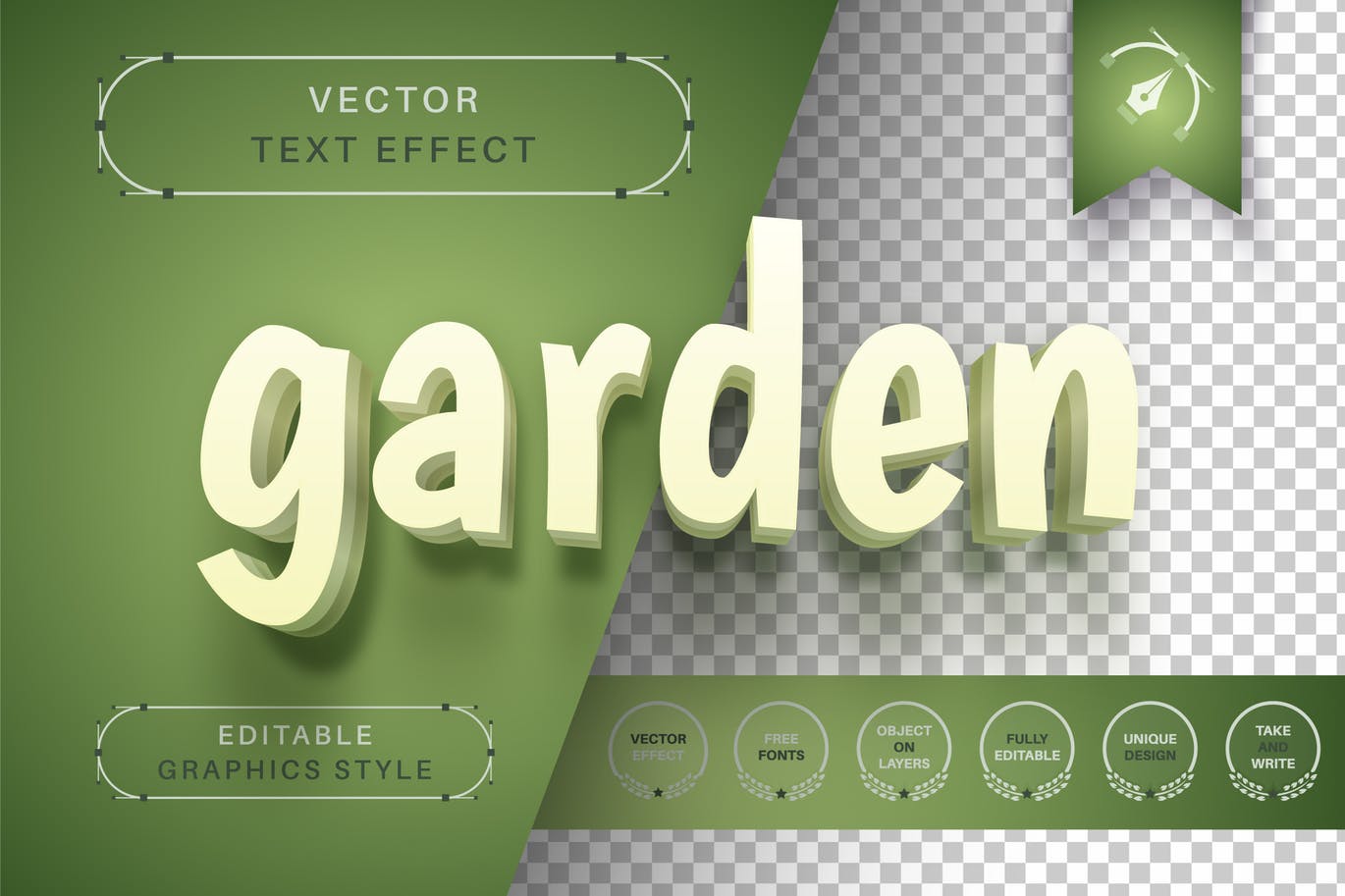 绿色分层矢量文字效果字体样式 Green Garden – Editable Text Effect, Font Style 插件预设 sucaiwan.com