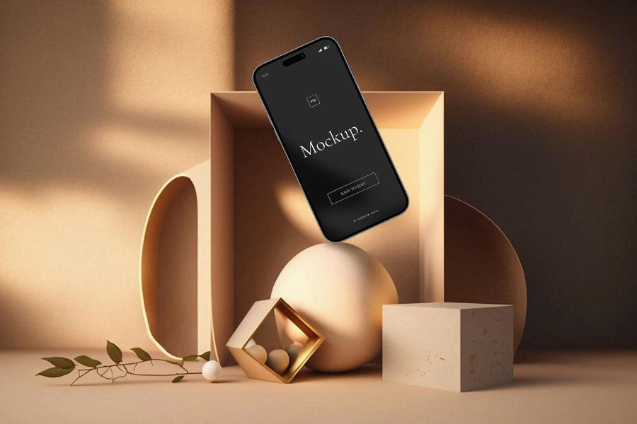 样机模板-光影效果​iPhone 14 Max苹果手机样机PSD模板素材 样机素材 sucaiwan.com