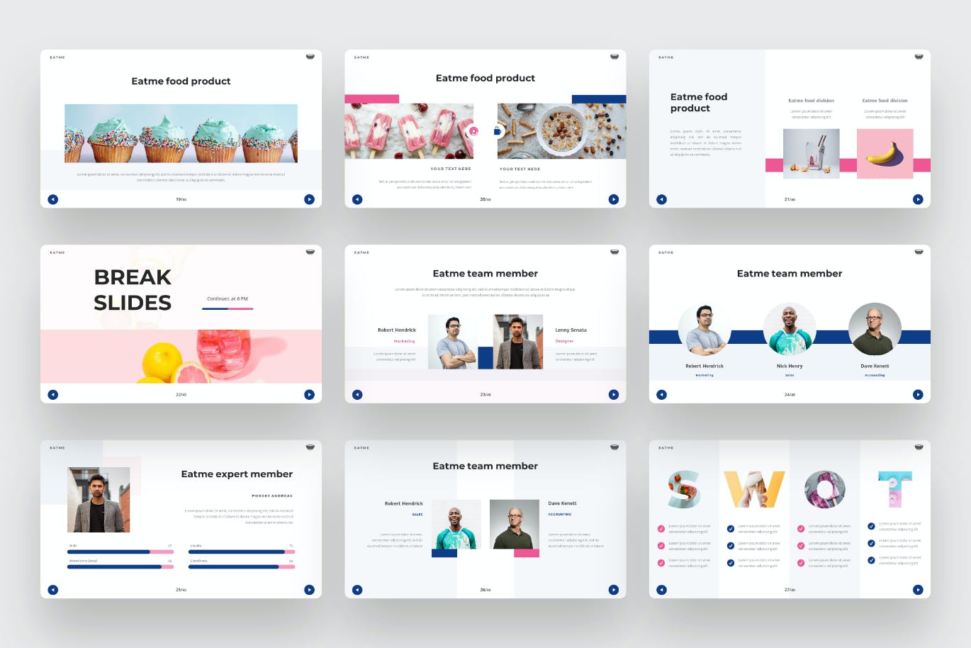 食品作品集幻灯片演示PPT模板 EATME – Food PowerPoint Template 幻灯图表 sucaiwan.com