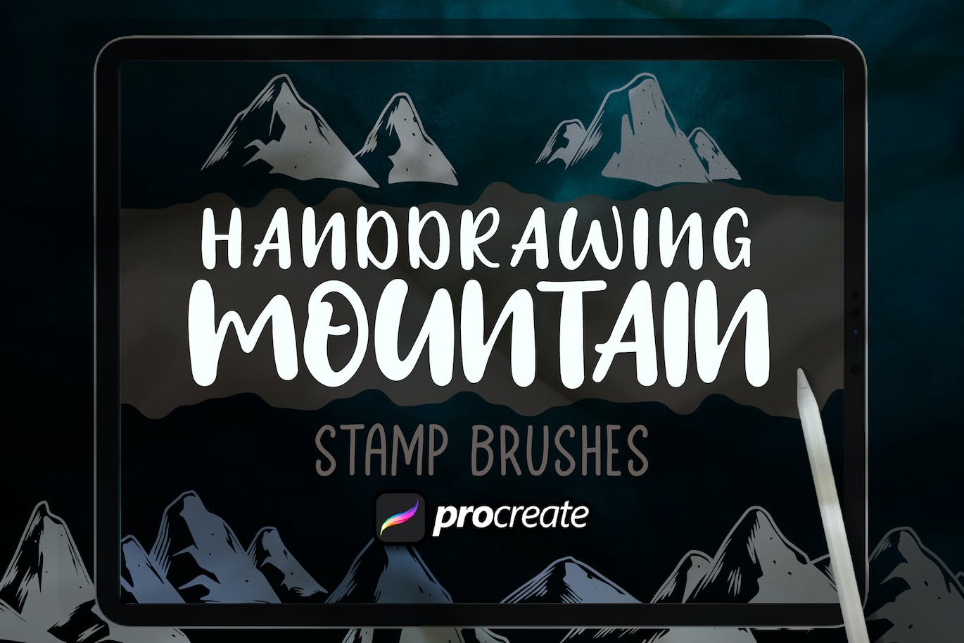 冒险山峰Procreate印章绘画笔刷素材 Adventure Mountain Stamp Brush Procreate 笔刷资源 sucaiwan.com