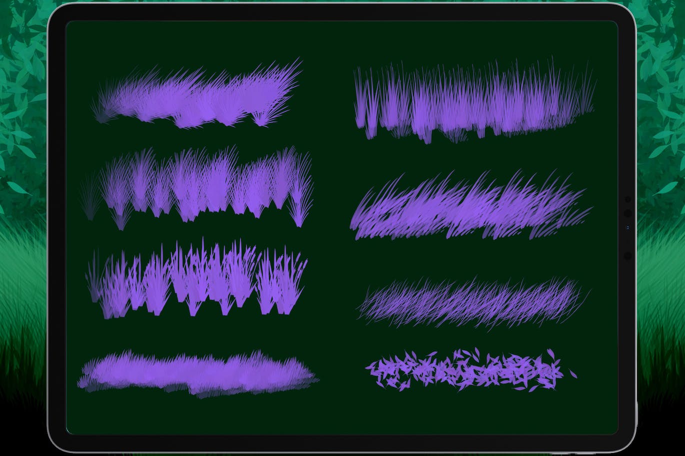 森林草叶Procreate绘画笔刷素材 Dans Forest Brush For Procreate 笔刷资源 sucaiwan.com
