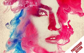 复古水彩效果PS动作模板 Watercolor Photoshop Action