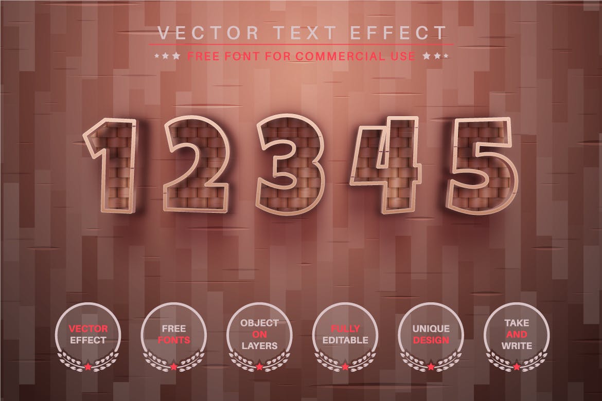 木头纹理矢量文字效果字体样式 Bast Shoe – Editable Text Effect, Font Style 插件预设 sucaiwan.com