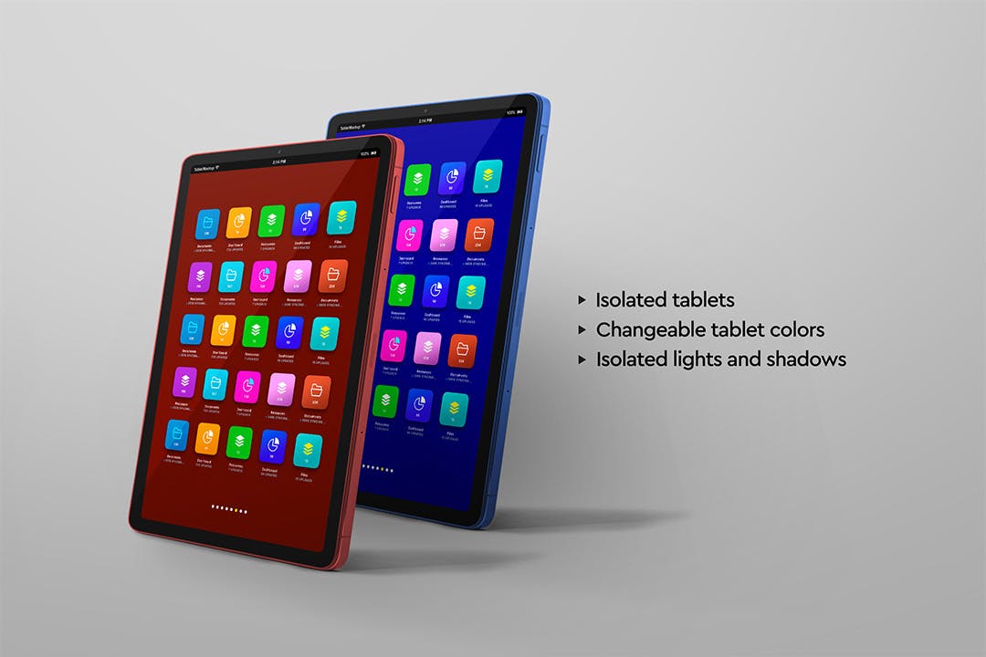 平板电脑iPad正面顶部透视图样机模板v1 Tablet Mockup Front Top Persperctive View 01 样机素材 sucaiwan.com