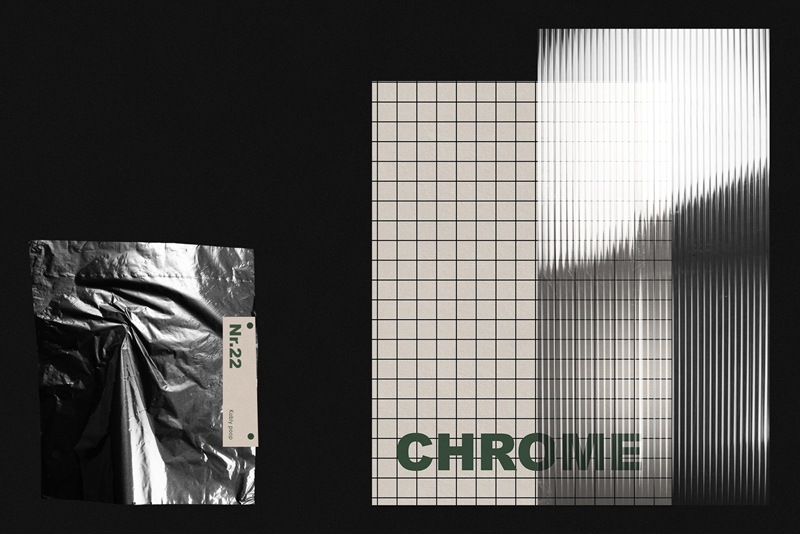 33种潮流现代风格酸性锡箔纸褶皱纸纹理PSD样机 样机素材 sucaiwan.com